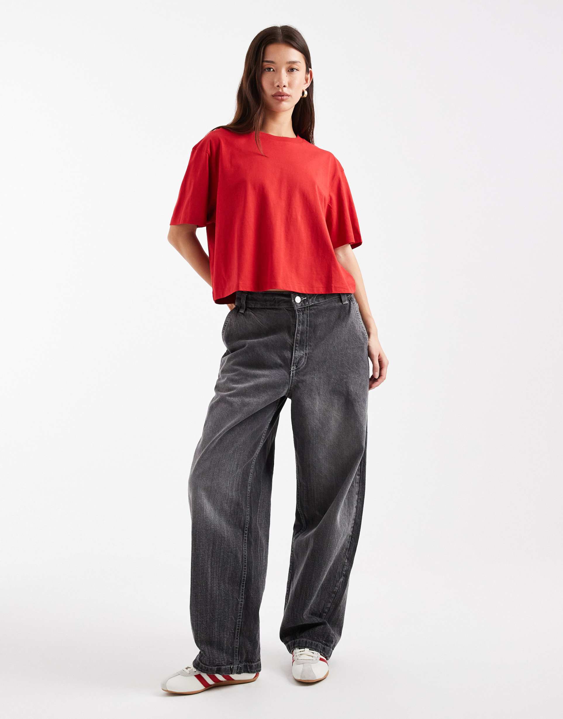 collusion boxy short sleeve t-shirt in cherry