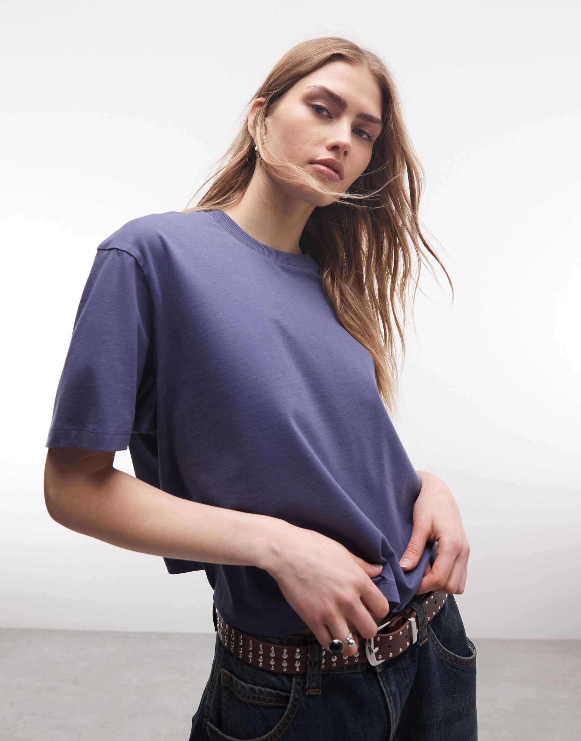 collusion boxy short sleeve t-shirt in dark blue
