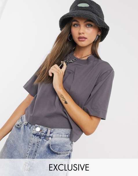 COLLUSION boxy short sleeve t-shirt in gray
