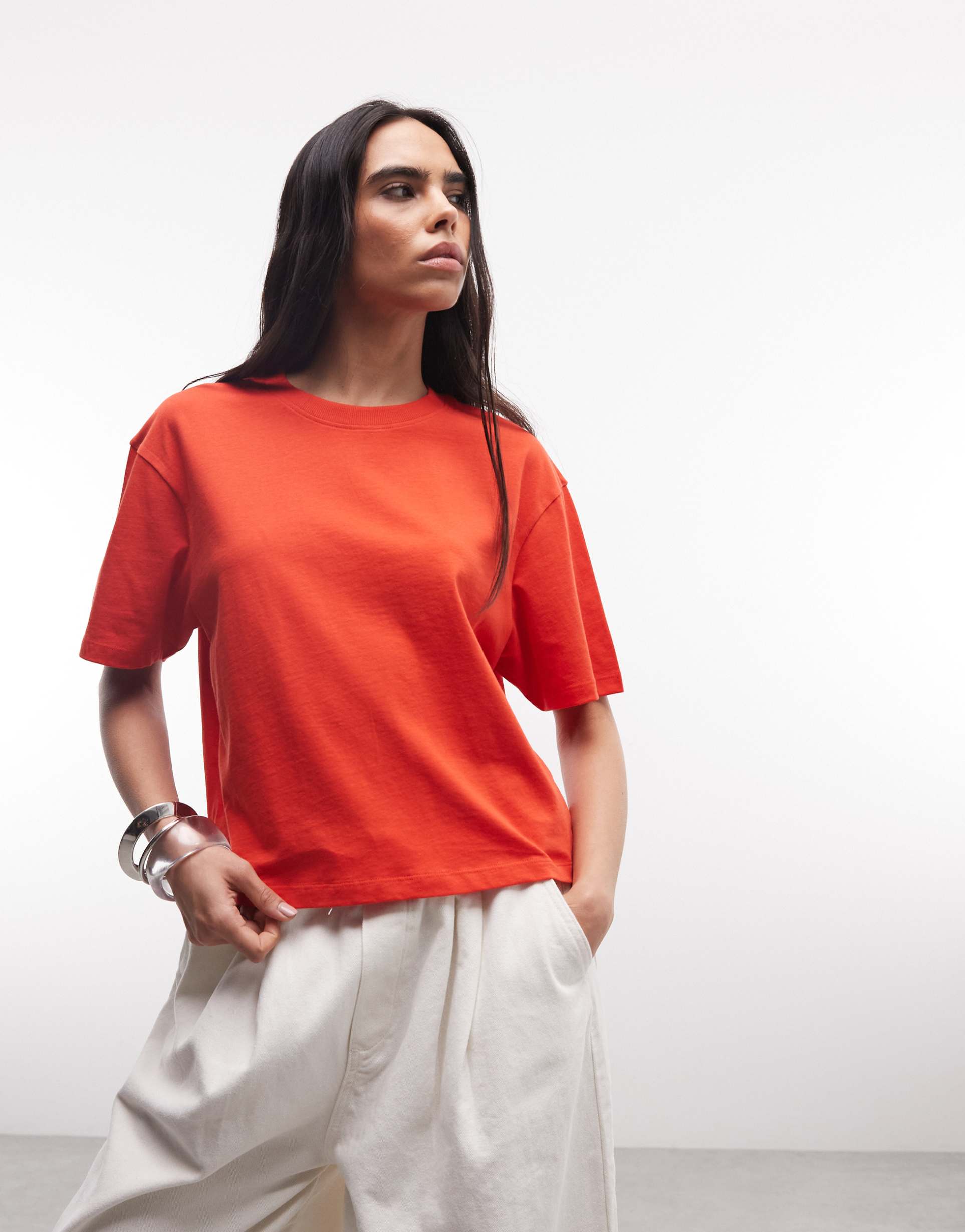 collusion boxy short sleeve t-shirt in red