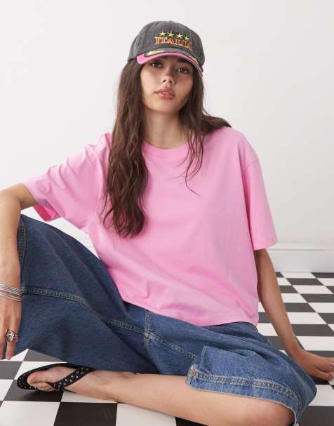 COLLUSION boxy short sleeve t-shirt in soft pink - view 1