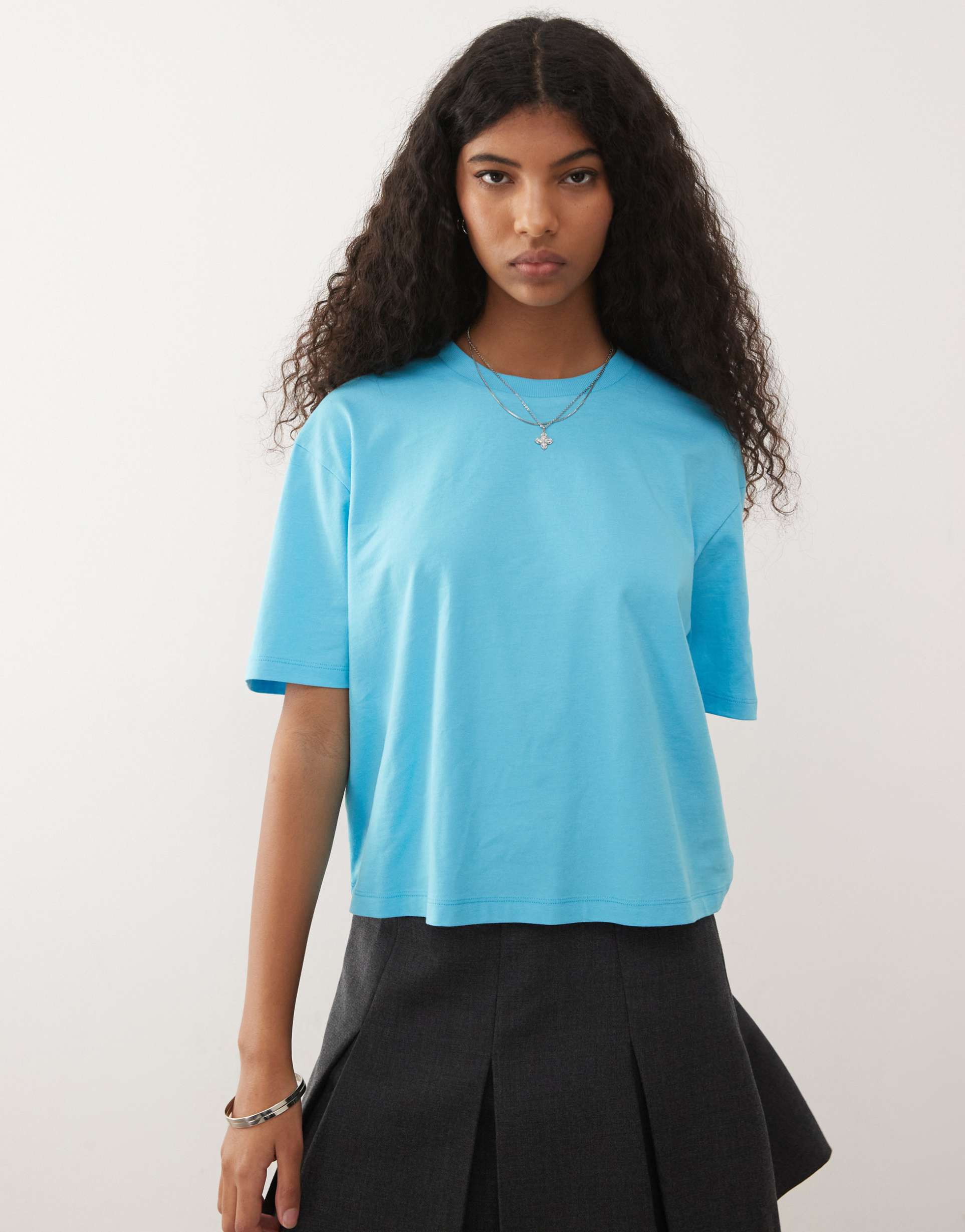collusion boxy short sleeve t-shirt in teal