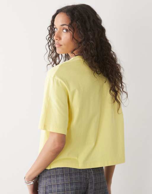 COLLUSION boxy short sleeve t-shirt in yellow, 3 of 4