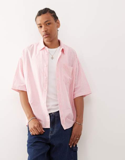 COLLUSION boxy skate shirt in pink stripe - view 1
