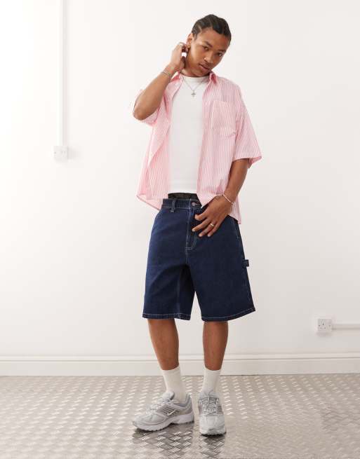 COLLUSION boxy skate shirt in pink stripe, 2 of 4