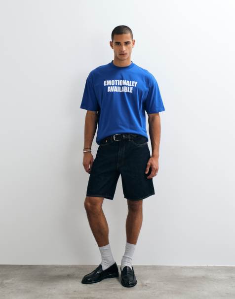 COLLUSION boxy slogan T-shirt i blå - view 1