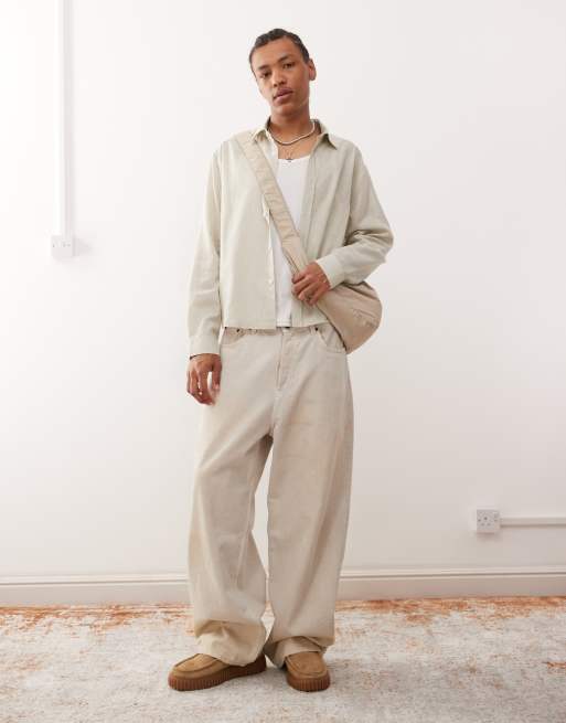 COLLUSION boxy striped shirt in green, 3 of 4