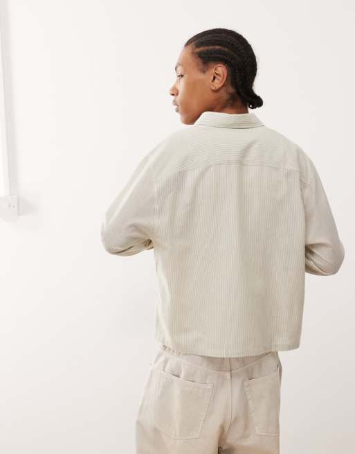 COLLUSION boxy striped shirt in green, 4 of 4
