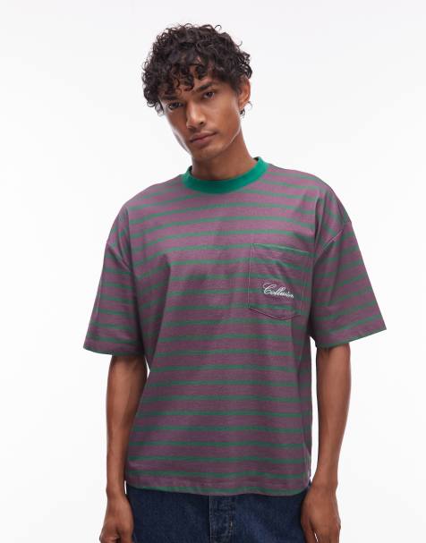 COLLUSION boxy striped t-shirt in purple - view 1