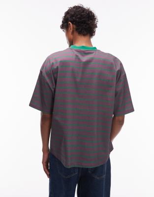 COLLUSION boxy striped T-shirt in purple | ASOS