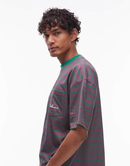 COLLUSION boxy striped T-shirt in purple | ASOS