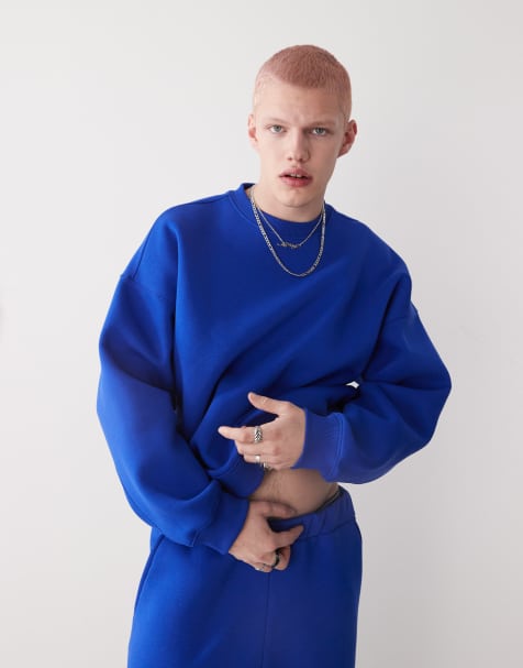 COLLUSION Boxy sweat in blue co-ord - view 1