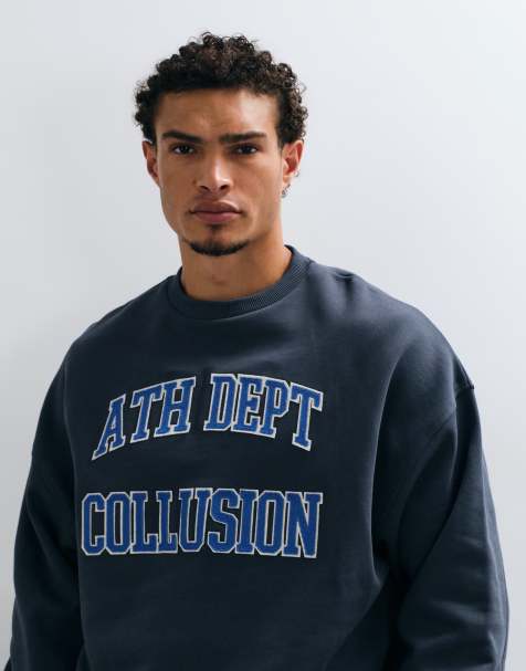 COLLUSION boxy sweat met varsity-borduursel in navy - view 1