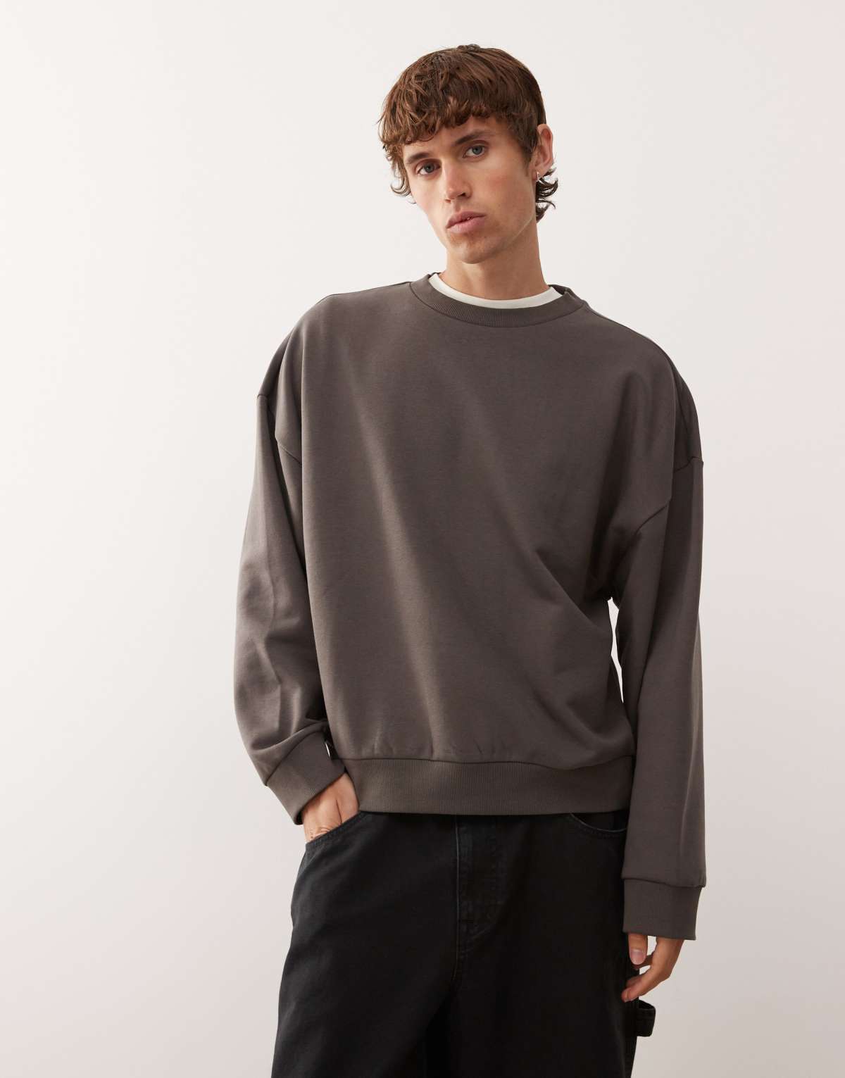 COLLUSION Boxy sweatshirt in charcoal grey