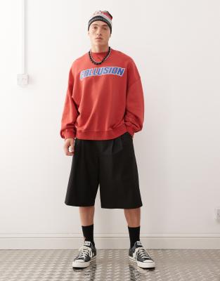 Collusion Boxy Sweatshirt In Red