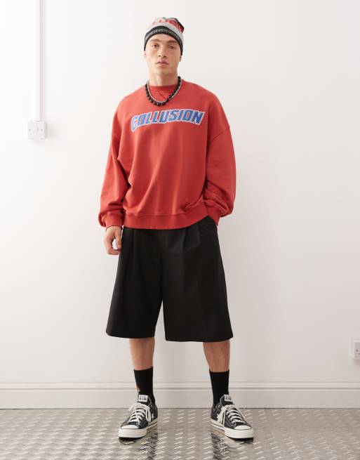 COLLUSION boxy sweatshirt in red, 2 of 5
