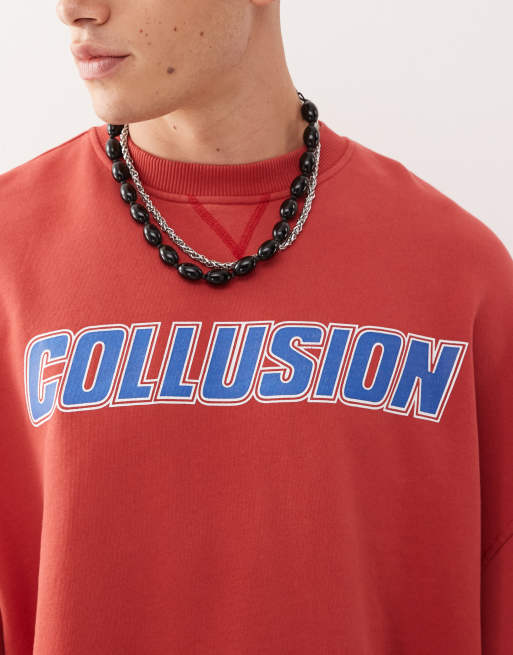 COLLUSION boxy sweatshirt in red, 5 of 5