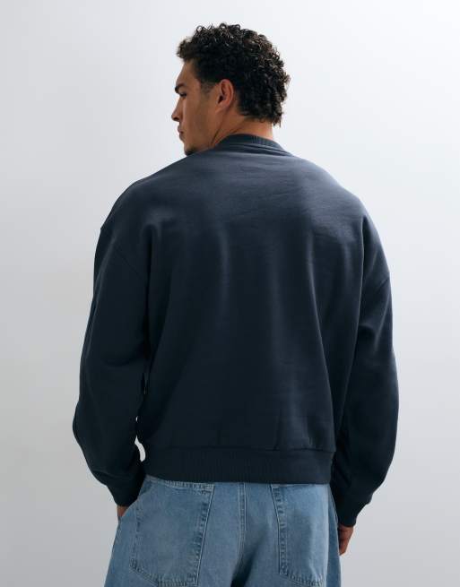 COLLUSION boxy sweatshirt med varsity-broderi i navy, 5 af 5
