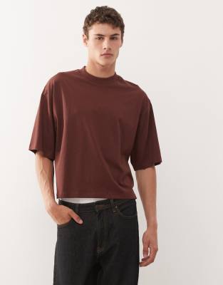 Collusion COLLUSION Boxy t-shirt in chocolate brown