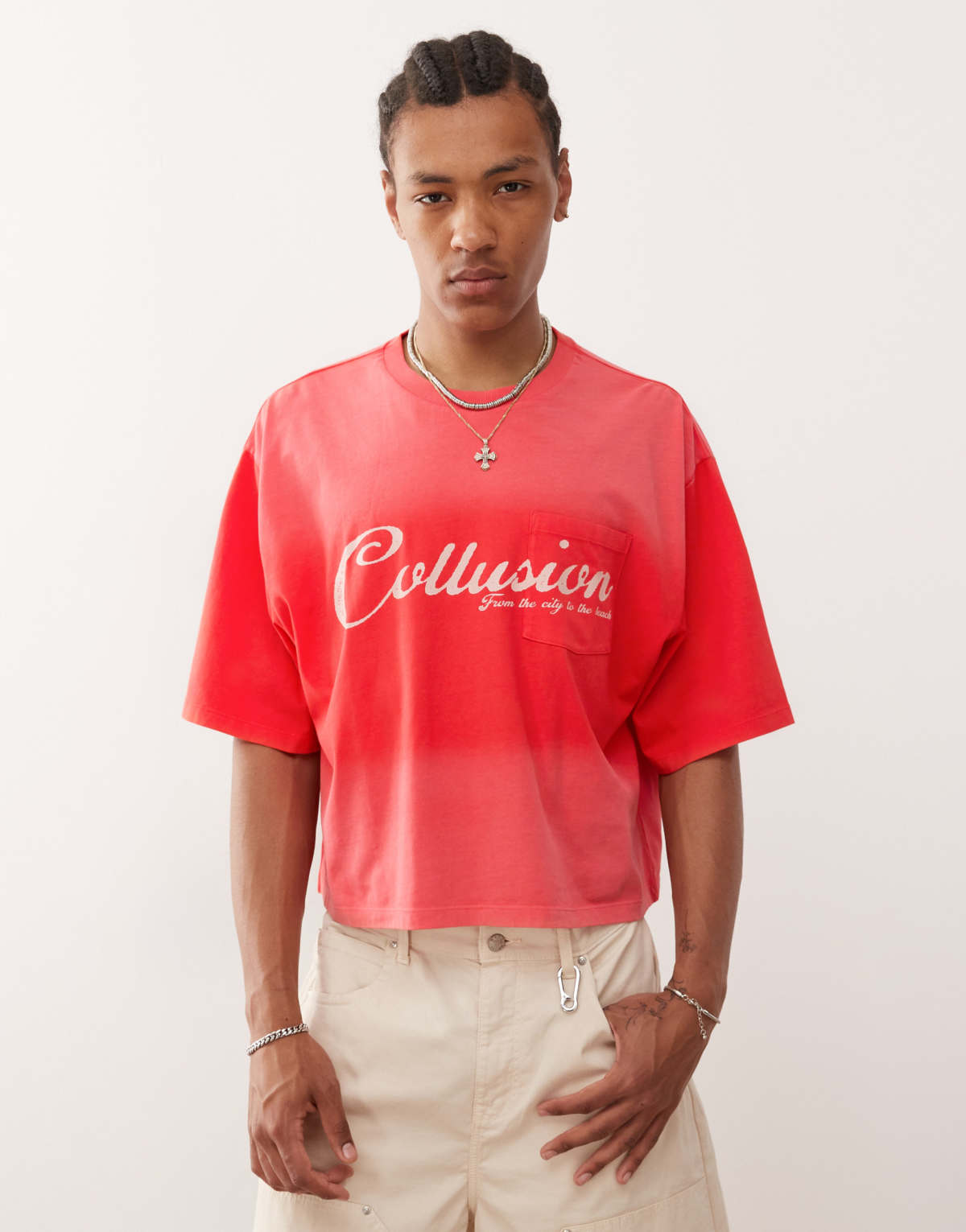 COLLUSION Boxy t-shirt in washed pink
