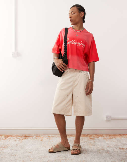 COLLUSION boxy t-shirt in washed pink