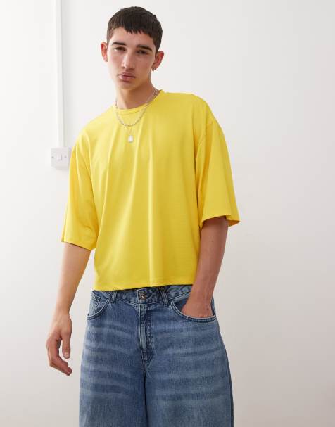 COLLUSION Boxy t-shirt in yellow sports air tex fabric jersey - view 1