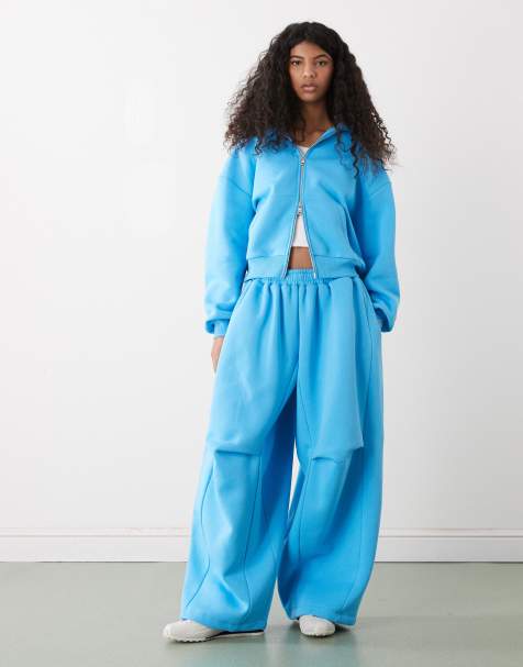 COLLUSION boxy zip through hoodie in blue (part of a set) - view 1