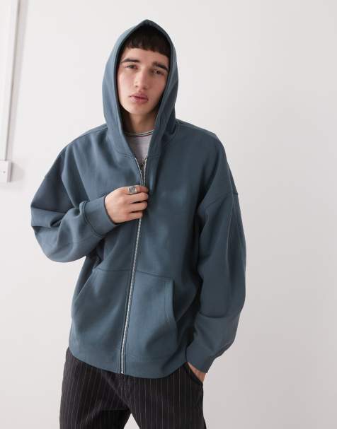 COLLUSION boxy zip through hoodie in charcoal - view 1
