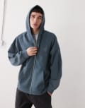 [Collusion] COLLUSION boxy zip through hoodie in charcoal-Grey S CHARCOAL