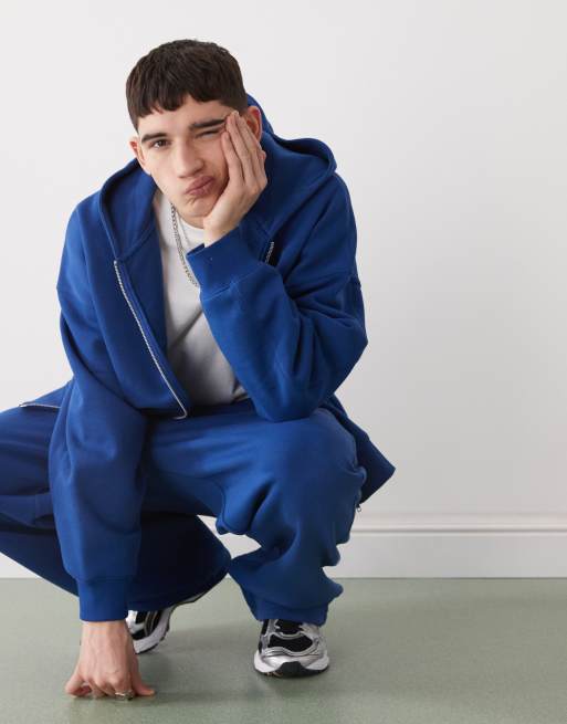 COLLUSION boxy zip through hoodie in navy - part of a set