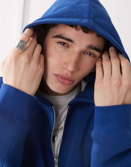 COLLUSION boxy zip through hoodie in navy - part of a set