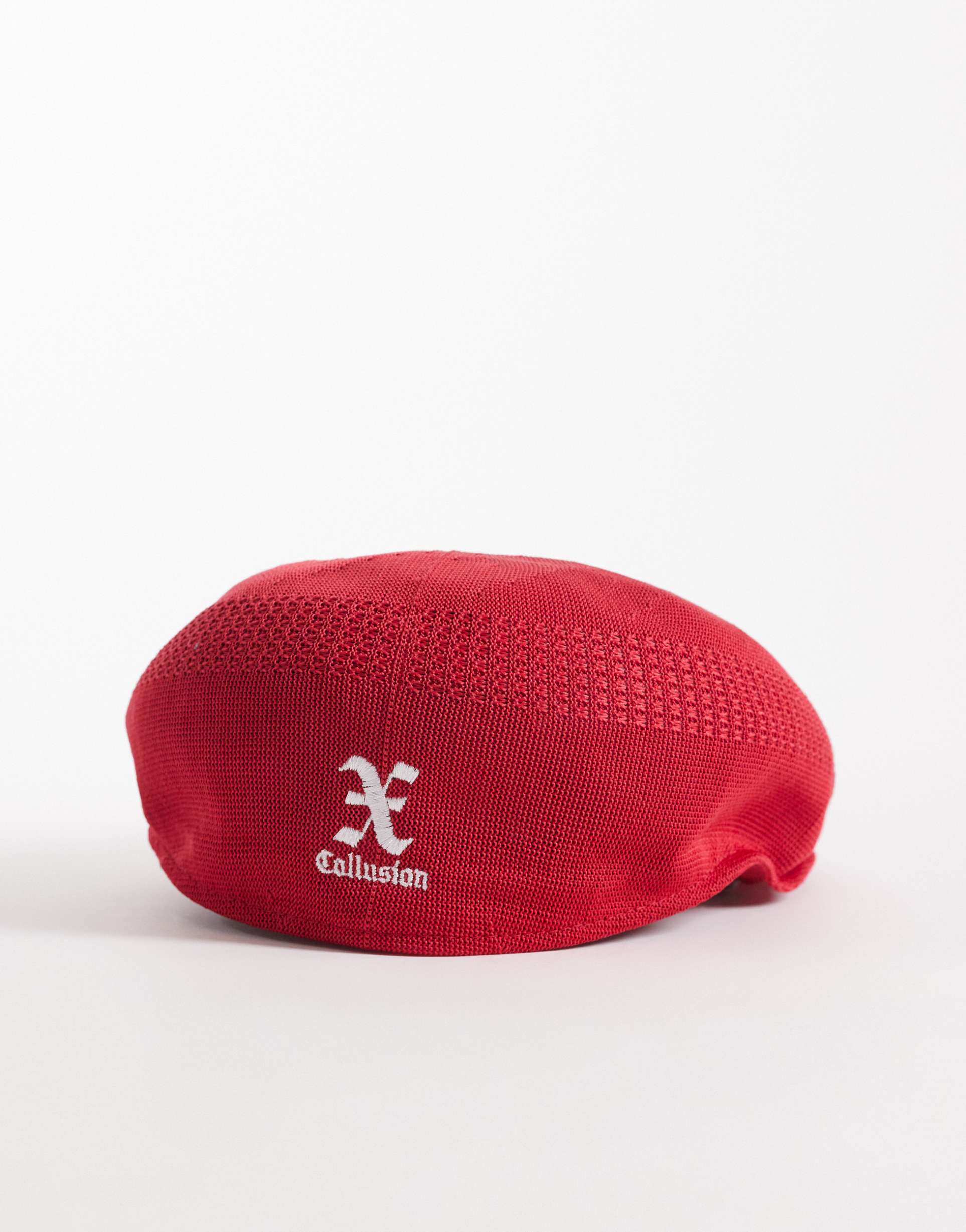collusion branded flat cap in red