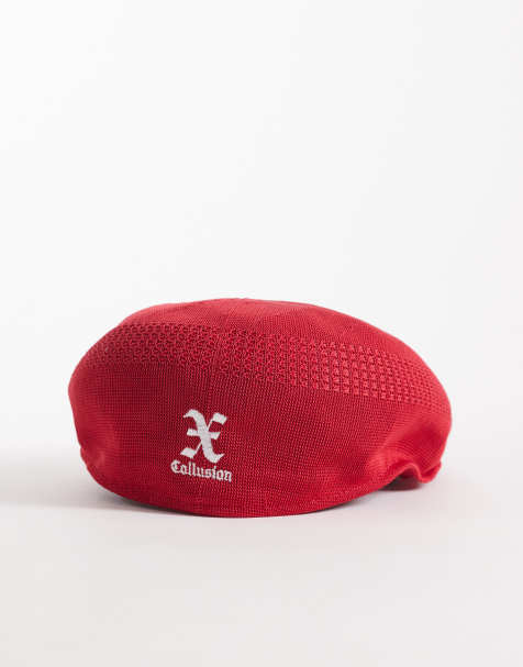 COLLUSION branded flat cap in red