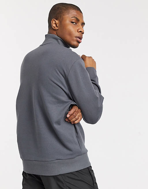 COLLUSION branded half zip sweatshirt in gray