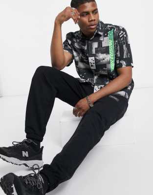 black branded joggers