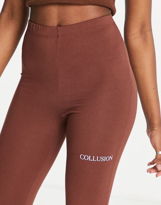 COLLUSION Plus branded legging in brown