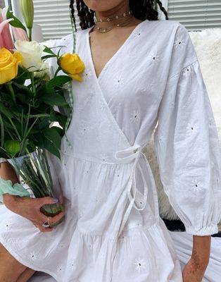 mini white wrap dress