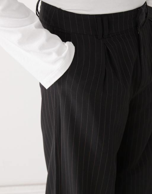 COLLUSION - Broek met naaddetail en krijtstreep in zwart, 3 van 5