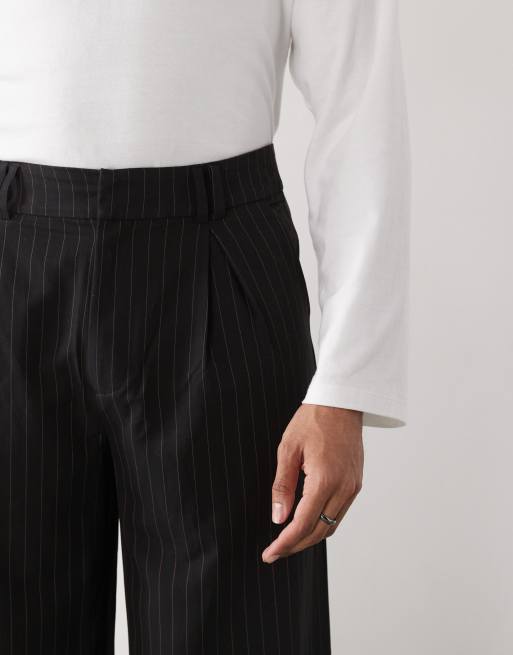 COLLUSION - Broek met naaddetail en krijtstreep in zwart, 5 van 5