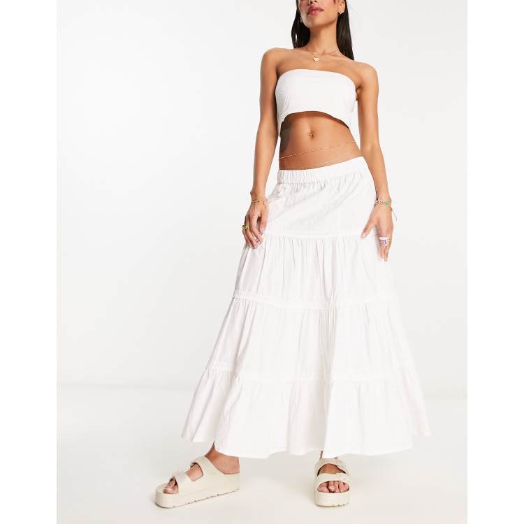 White tiered skirt outlet uk