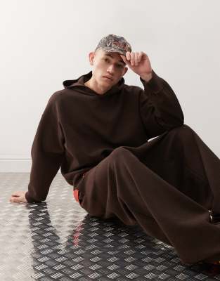 Collusion Brown Hoodie In Waffle Fabric - Part Of A Set