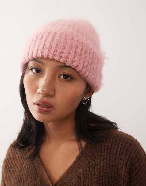 COLLUSION brushed beanie in dusty pink - view 1
