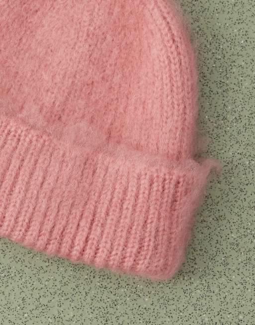 COLLUSION brushed beanie in dusty pink, 2 of 3
