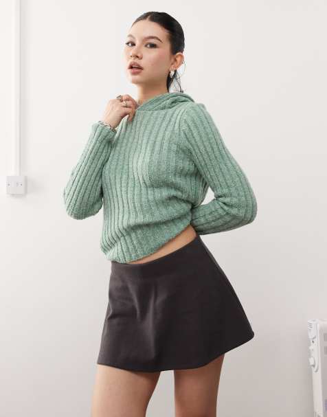 COLLUSION brushed rib micro mini skort - view 1