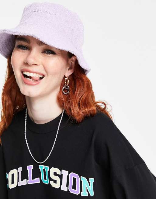 COLLUSION bucket hat in lilac towelling, 2 of 4