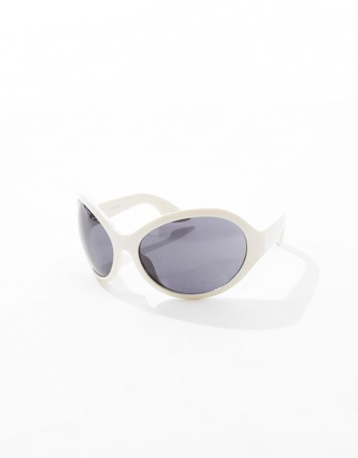 Oversized white round sunglasses hotsell
