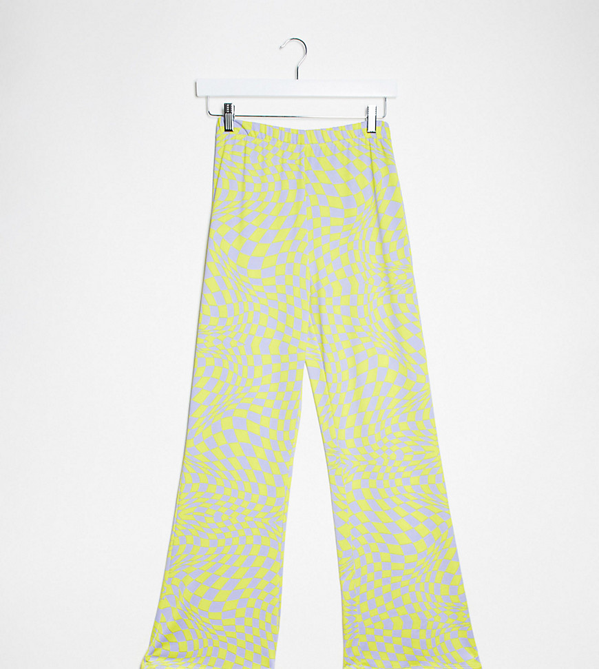 COLLUSION - bukser med svaj i skaksternet print-Multifarvet