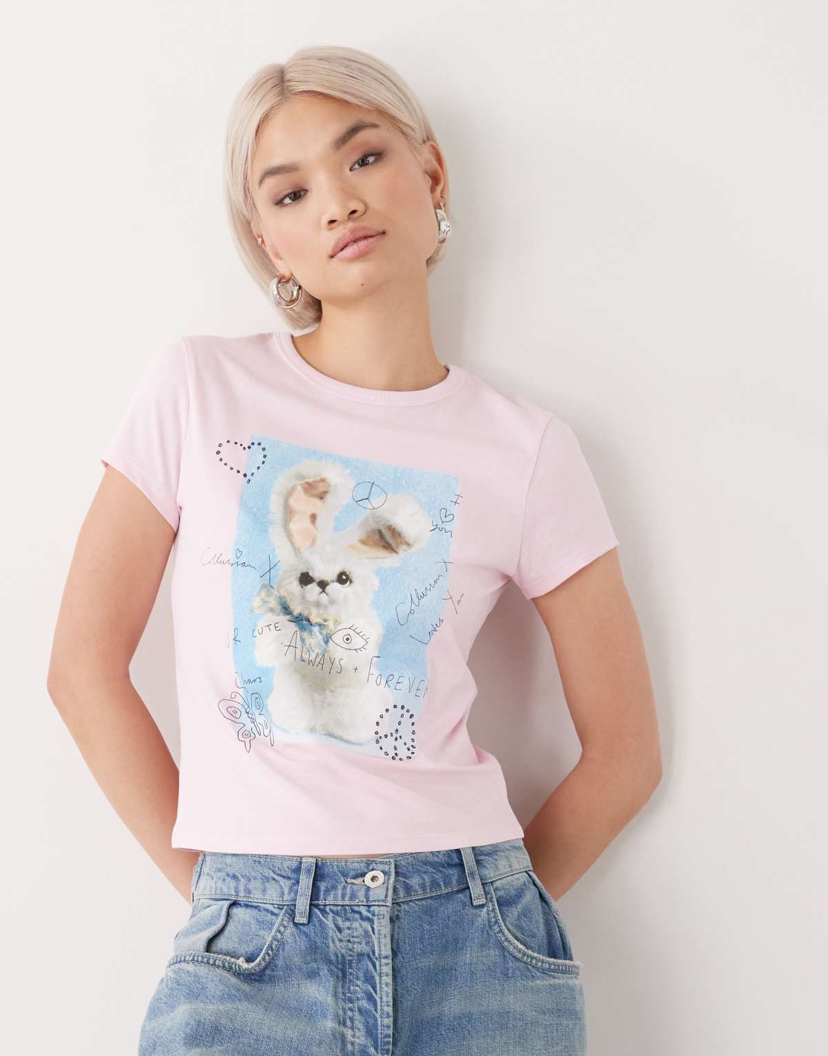 COLLUSION bunny graphic baby tee