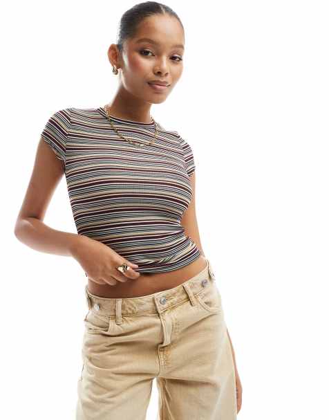 COLLUSION – Bunt gestreiftes, knapp geschnittenes T-Shirt - view 1