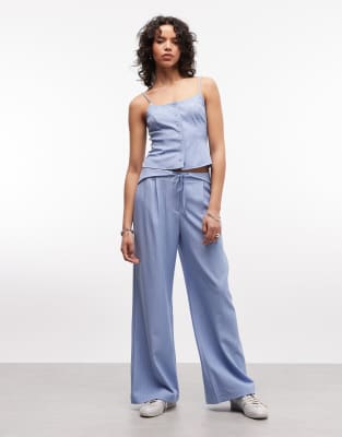 Collusion Button Cami Top In Blue